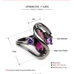 Luxury Vintage Purple Zircon Ring