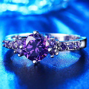 Purple Amethyst Solitaire Ring