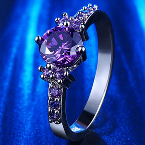 Purple Amethyst Solitaire Ring