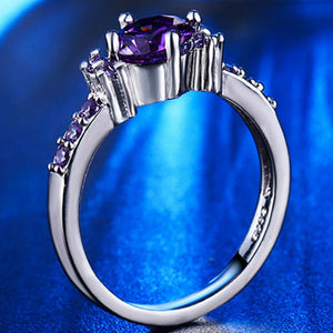 Purple Amethyst Solitaire Ring