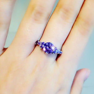 Purple Amethyst Solitaire Ring