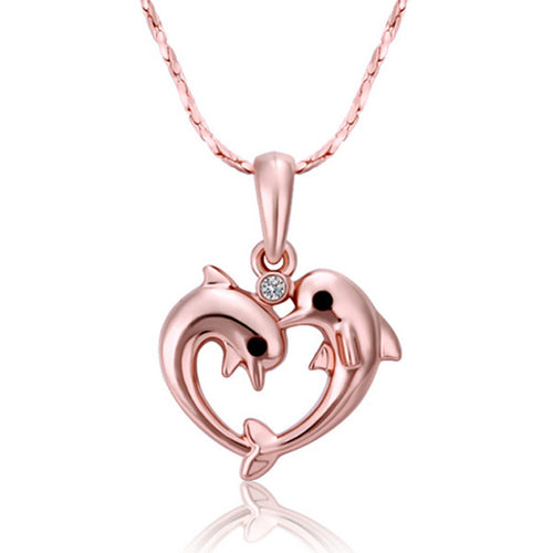 Two Dolphin Heart Pendant