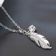 Load image into Gallery viewer, Silver Feather Pendant Necklace